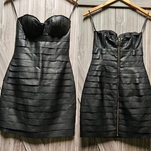 Camilla and Marc RARE Bustier Python Flock Strapless Pencil Leather Mini Dress